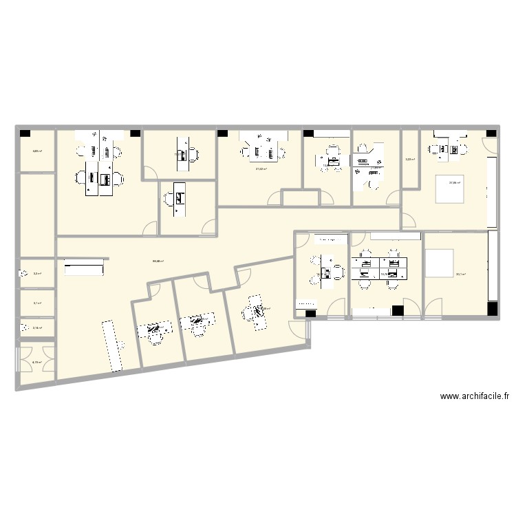 bureau reno. Plan de 19 pièces et 322 m2