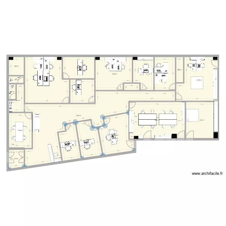 bureau reno. Plan de 19  et 323 m²