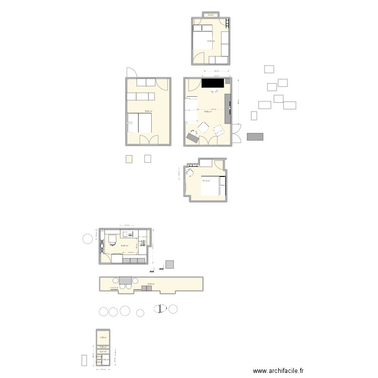 5EME COMMAILLE. Plan de 13 pièces et 83 m2