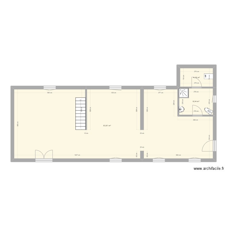 Etage Moulin . Plan de 3 pièces et 94 m2