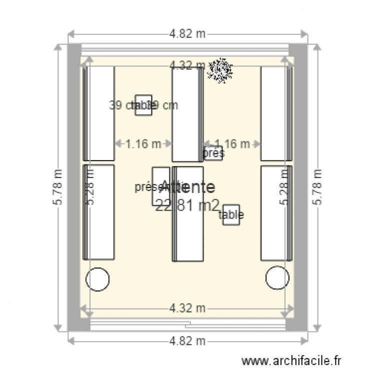 Attente 3 rangées. Plan de 0 pièce et 0 m2
