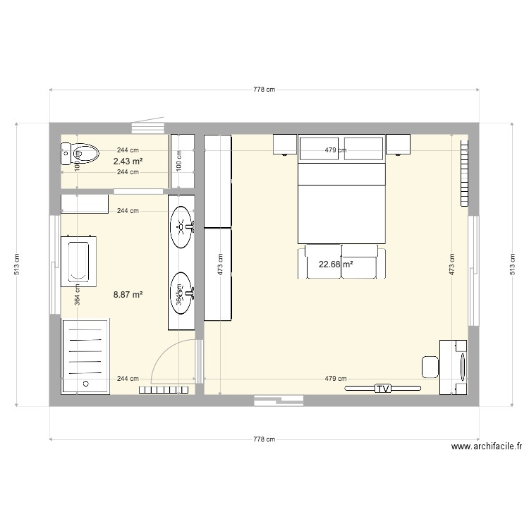 suite parentale. Plan de 0 pièce et 0 m2