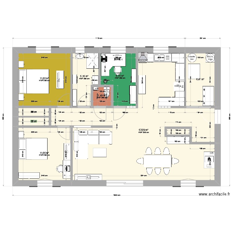 projet plan de maison cloutrier gouelle3 cote arrondie + mur devant toilete. Plan de 10 pièces et 100 m2