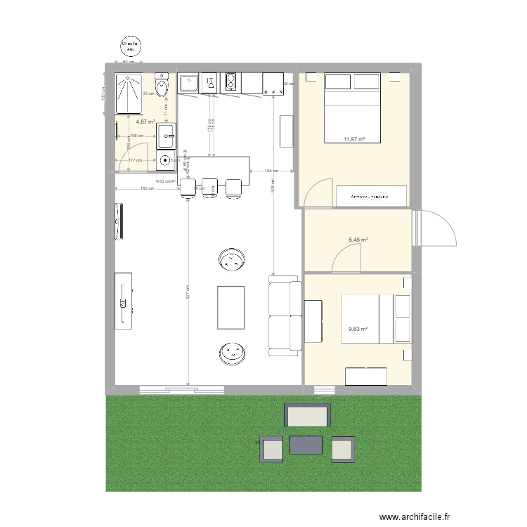 APPART BERRE F4 f. Plan de 4 pièces et 32 m2