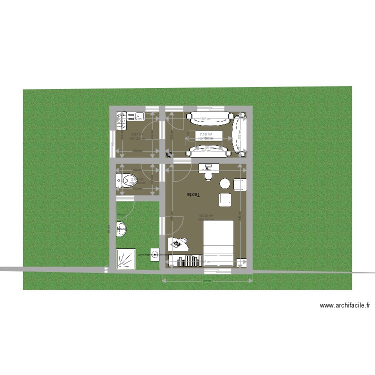 studio Américain. Plan de 0 pièce et 0 m2