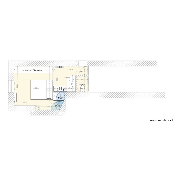 Plan Chambre Valady 1. Plan de 3 pièces et 21 m2