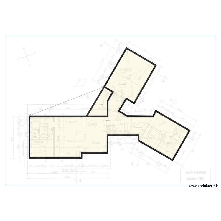 barbalat 2. Plan de 2 pièces et 283 m2