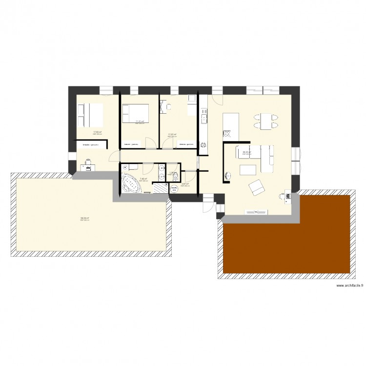 Plan maison plain pied 120m2 passive. Plan de 0 pièce et 0 m2