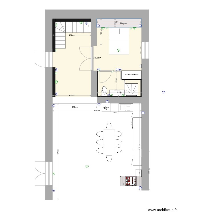 grange existant cotation  prises aménagements sdb bis2. Plan de 0 pièce et 0 m2