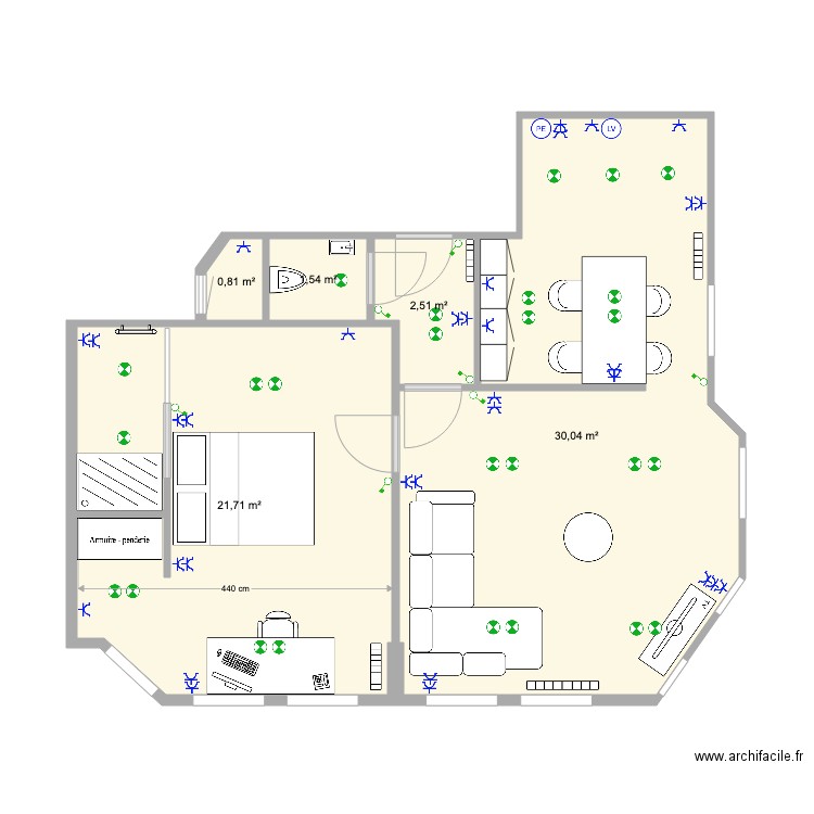 Appart 1er Soignies meublé V3 élec. Plan de 0 pièce et 0 m2