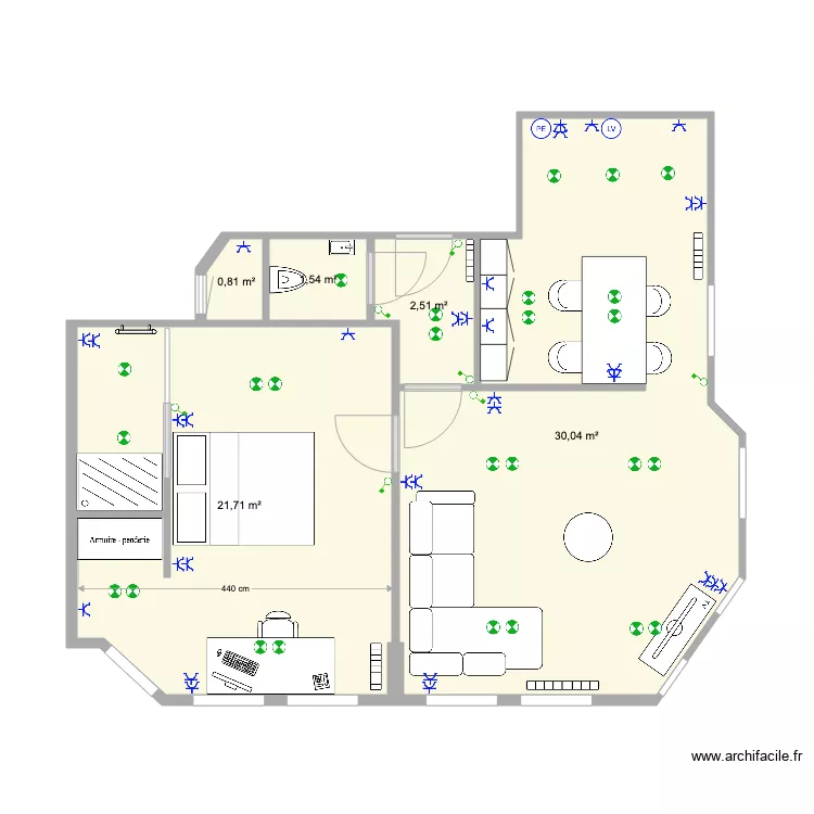Appart 1er Soignies meubl&eacute; V3 &eacute;lec. Plan de 