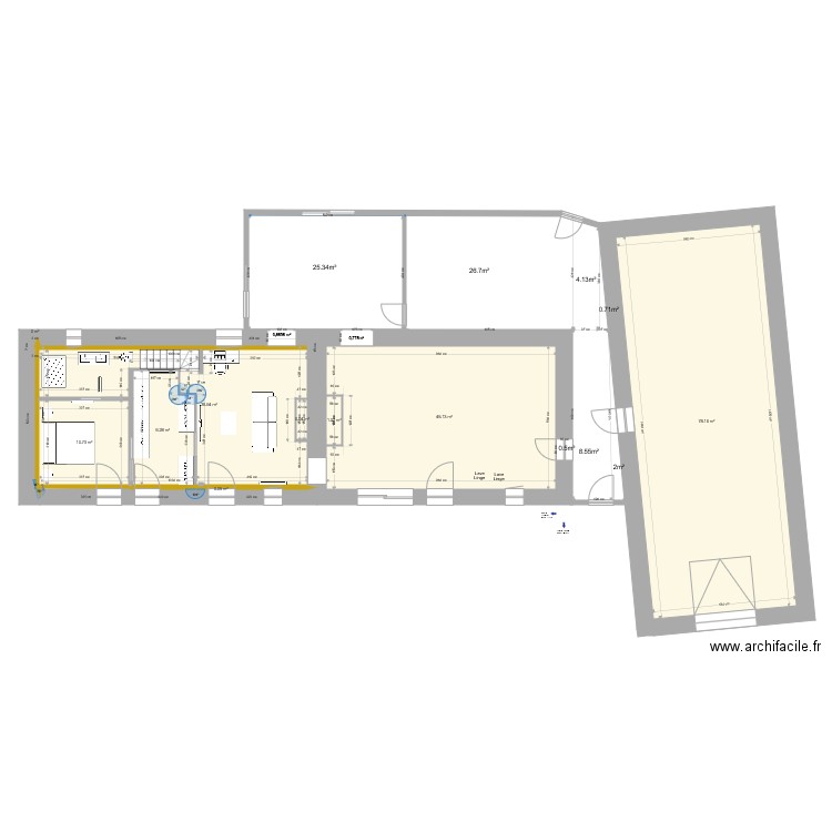 surface pour volume dalle. Plan de 0 pièce et 0 m2