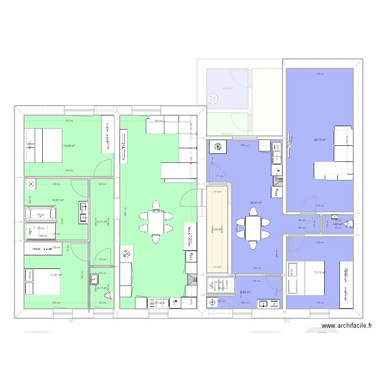 Henriville amenagement 4. Plan de 24 pièces et 338 m2