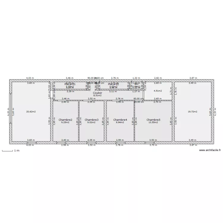 Champeaux 1 &eacute;tage. Plan de 