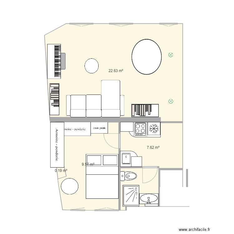 chicane sans le bout de couloir. Plan de 0 pièce et 0 m2