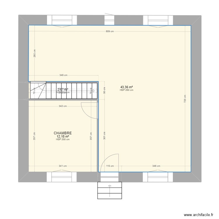 BREGILLE_R0_TRAVAIL. Plan de 3 pièces et 58 m2