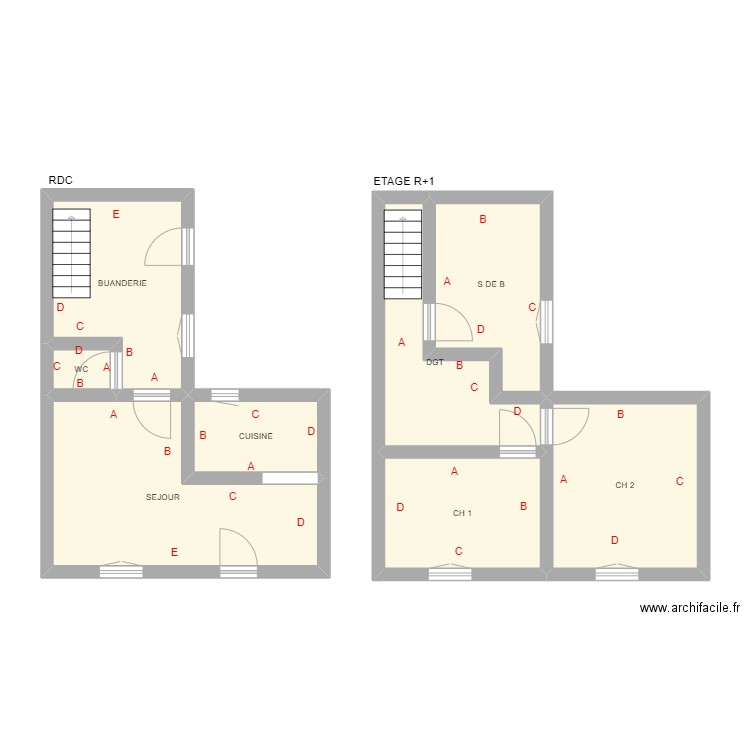 MARSAUDON 2 FOSSE. Plan de 8 pièces et 64 m2