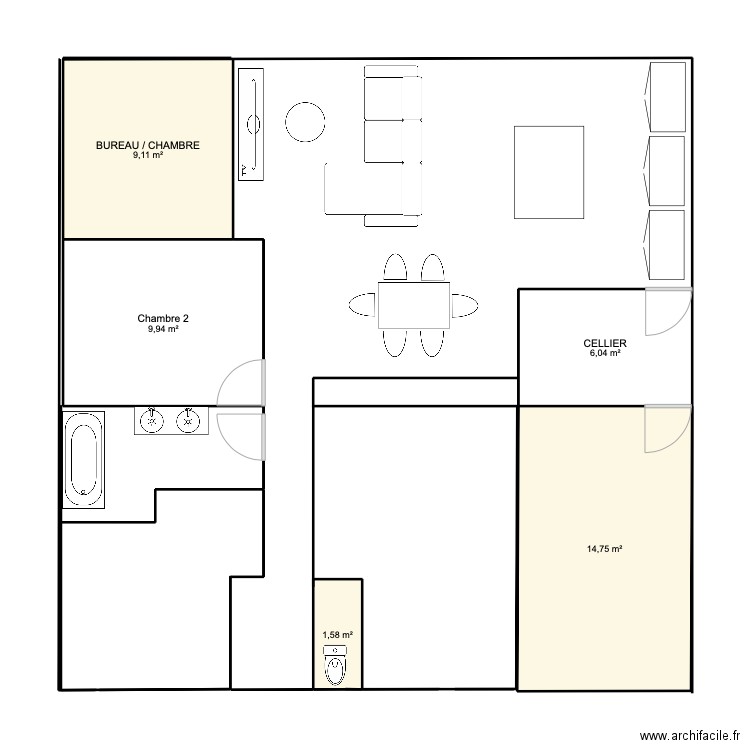 PLAN MAISON VISION MOMO. Plan de 5 pièces et 41 m2