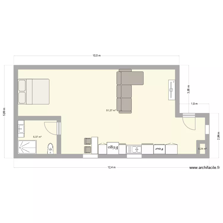 LOFT #1. Plan de 3  et 57 m²