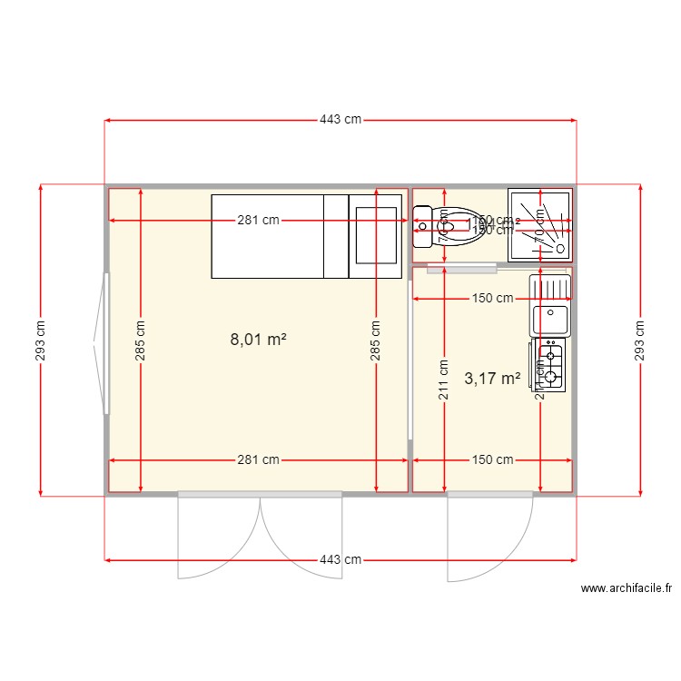 cabanon. Plan de 0 pièce et 0 m2