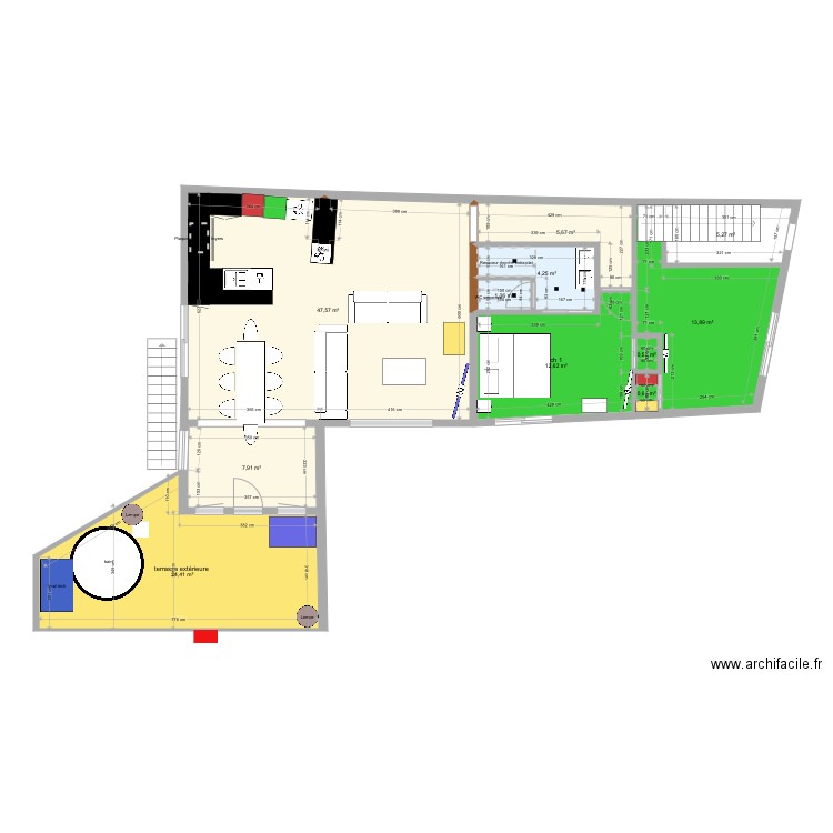 New. Plan de 11 pièces et 124 m2