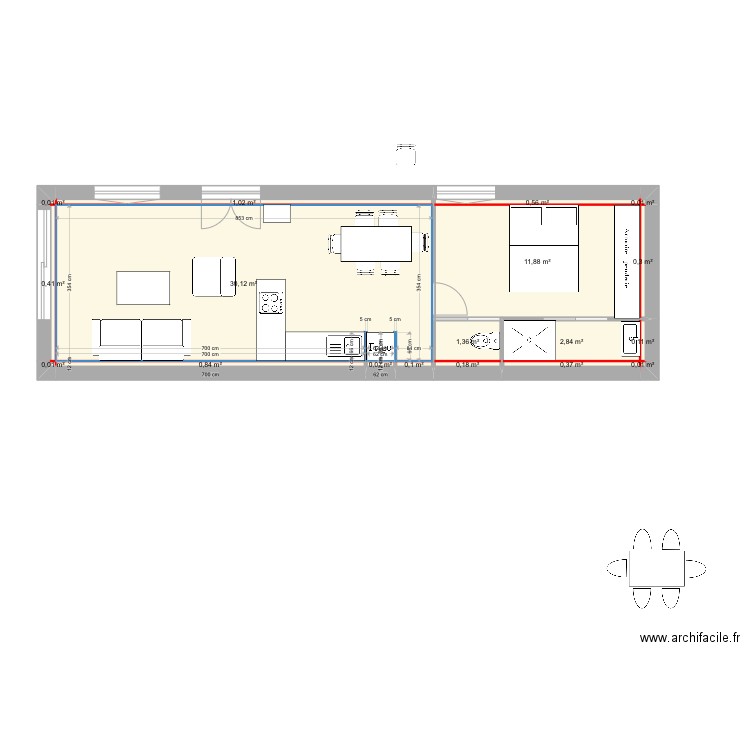 Modif garage droit fourchambault. Plan de 18 pièces et 50 m2