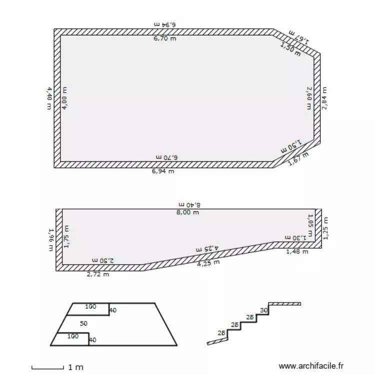 8x4 escalier coupé. Plan de 8x4 escalier coupé. Plan de