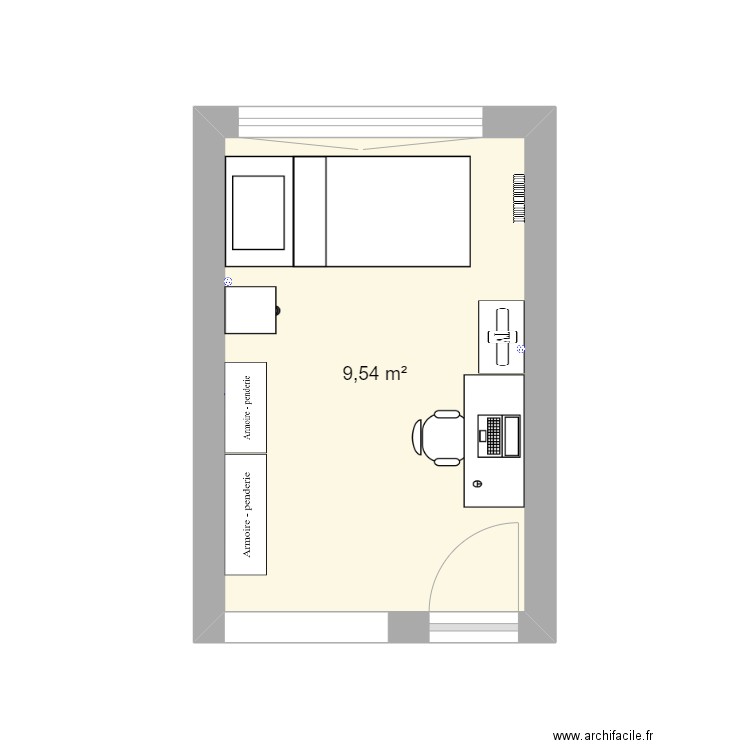 Chambre Lili. Plan de 1 pièce et 10 m2