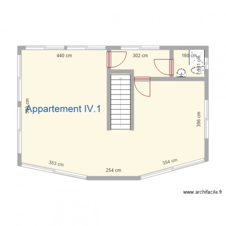 INSS appartement IV. Plan de 3 pièces et 56 m2