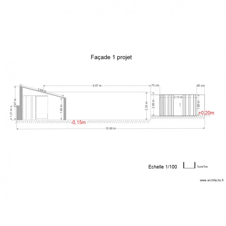 Façade 1 projet. Plan de 0 pièce et 0 m2