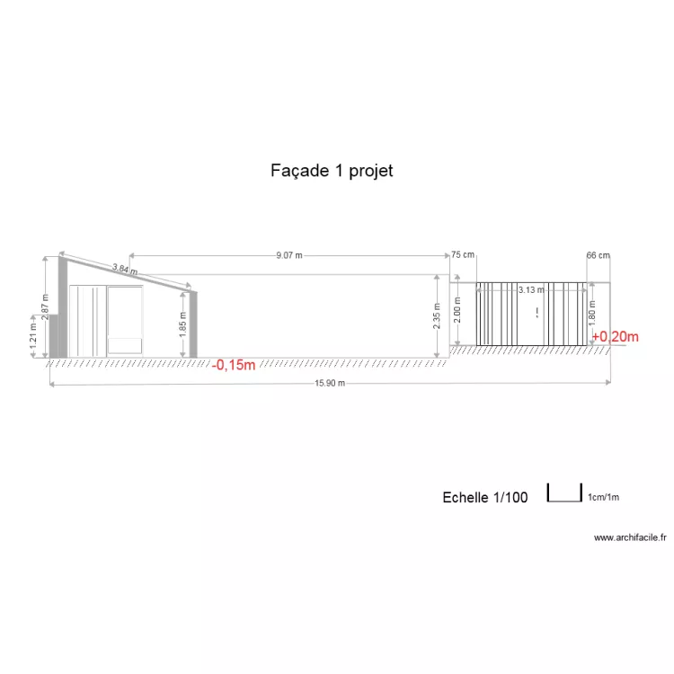 Fa&ccedil;ade 1 projet. Plan de 