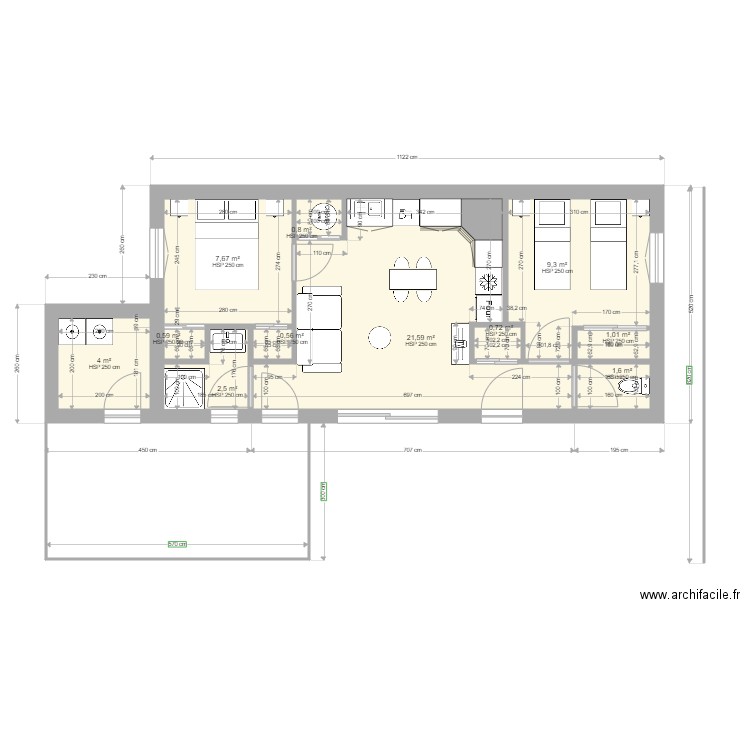 plan maison . Plan de 11 pièces et 50 m2