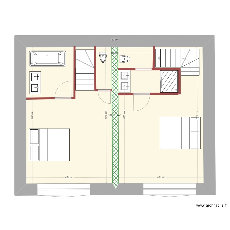 Plan mezzanine avec isolation thermique de 14 cm 18 avril 22. Plan de 1 pièce et 56 m2