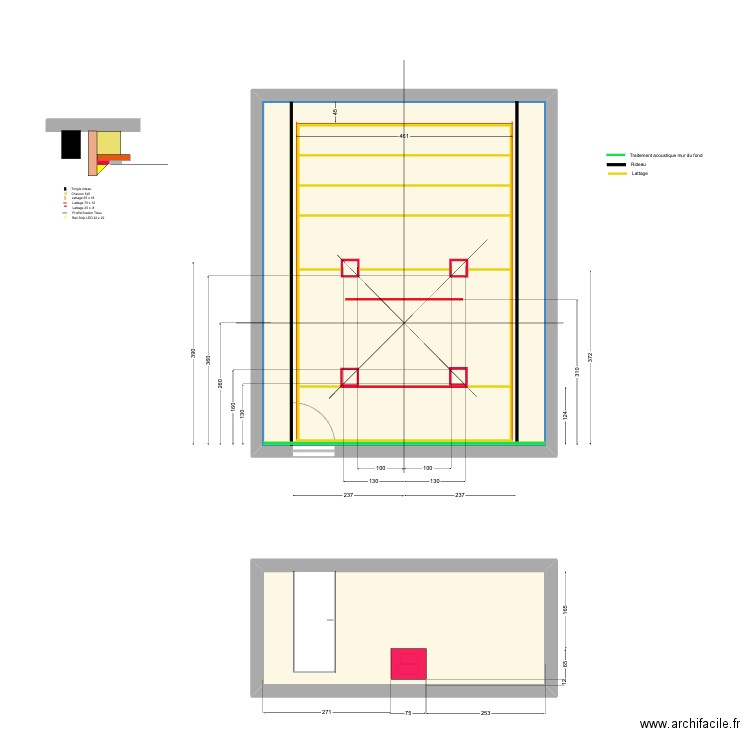 Projection - Lattage. Plan de 0 pièce et 0 m2