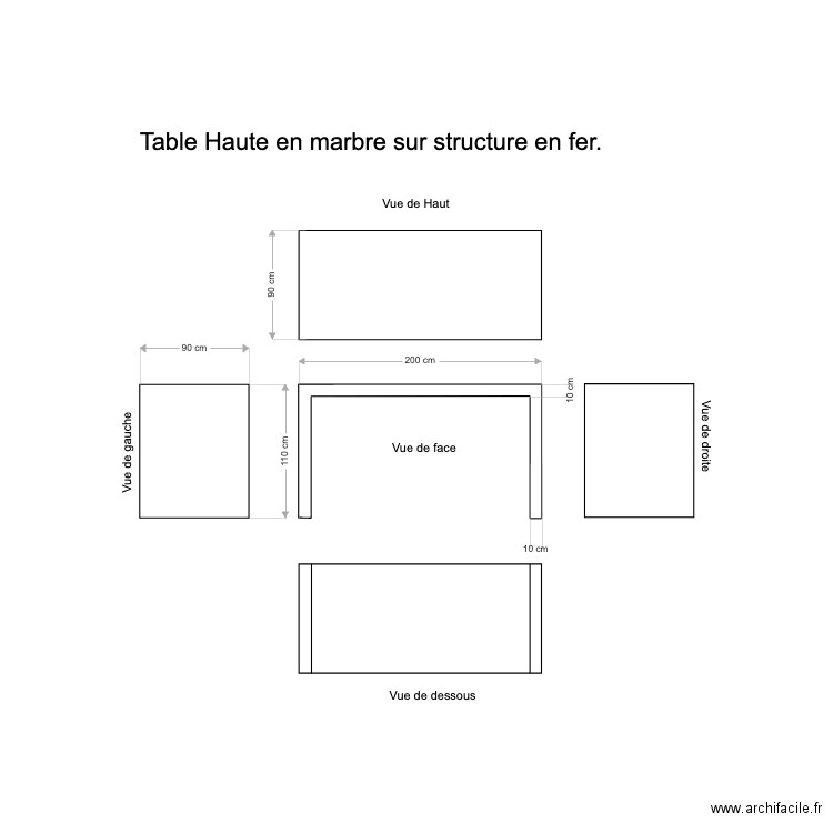 Table haute en marbre. Plan de 0 pièce et 0 m2