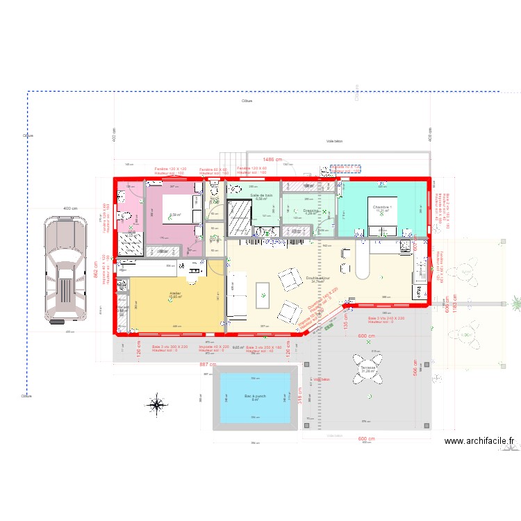 la Balinaise Brique 2. Plan de 27 pièces et 241 m2