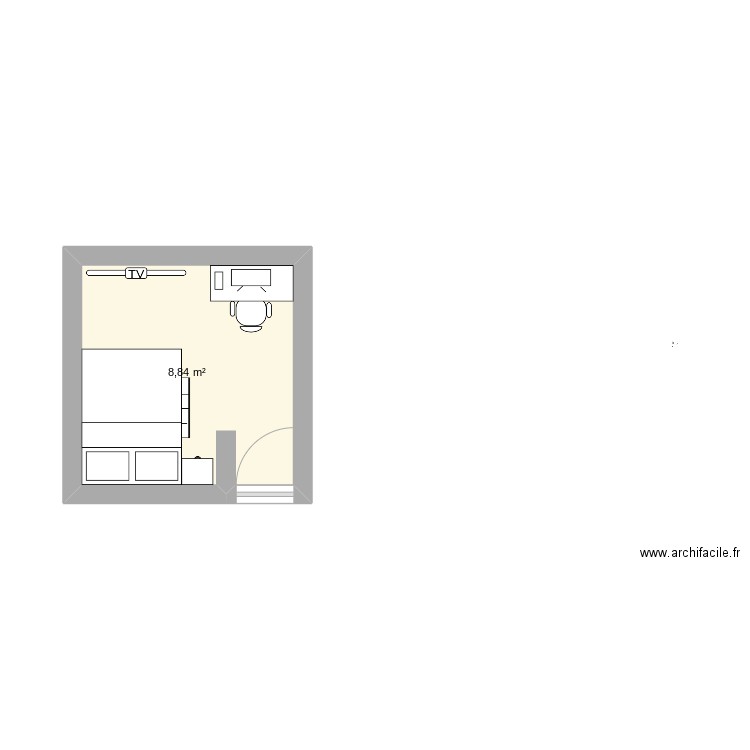 maison maman 1. Plan de 1 pièce et 9 m2