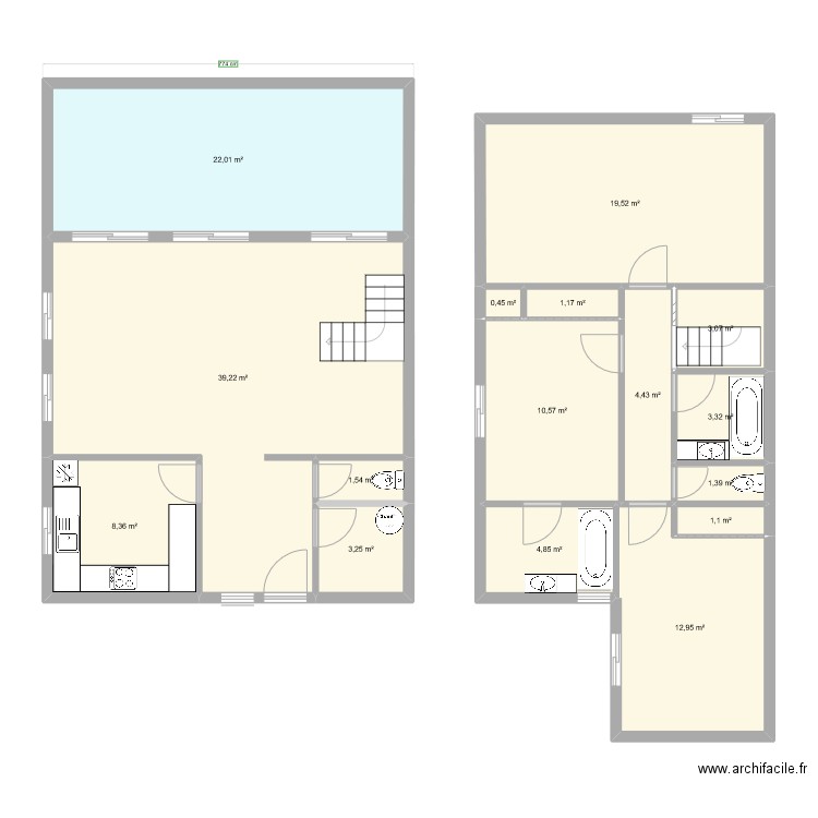 F4BN. Plan de 16 pièces et 137 m2