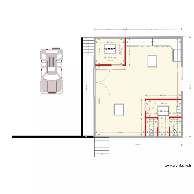 hall entr&eacute;e, wc, cuisine. Plan de 