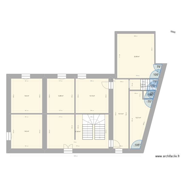 chabons rdch. Plan de 10 pièces et 138 m2