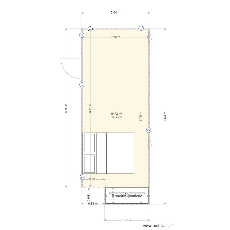 chambre romain . Plan de 0 pièce et 0 m2