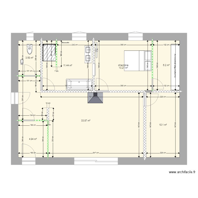 extension jojo plan 1. Plan de 7 pièces et 84 m2