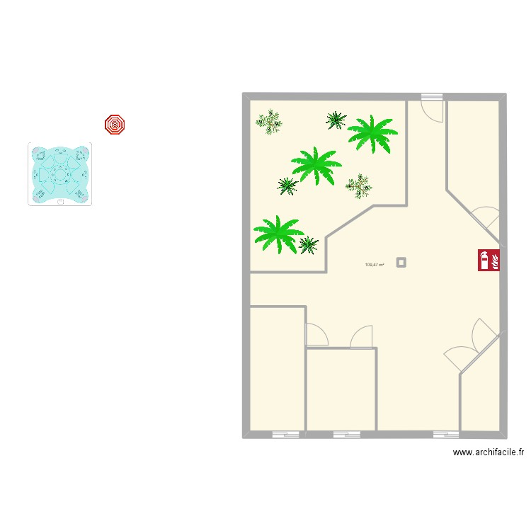 Réaménagement bureaux. Plan de 1 pièce et 109 m2