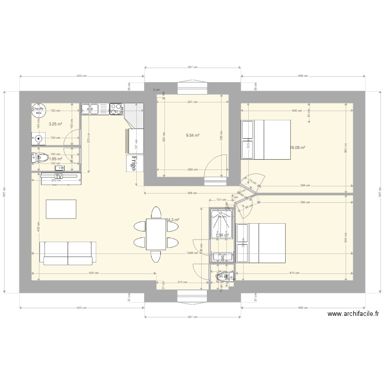 appartement 2 er etage 1. Plan de 7 pièces et 88 m2