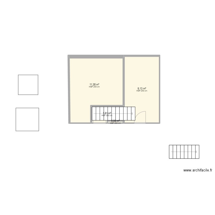 chambre et salle de bain escalier droit. Plan de 0 pièce et 0 m2