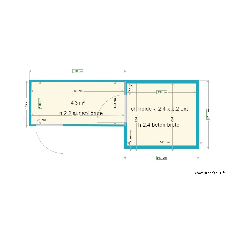 plan chambre froide accolée le jardin. Plan de 0 pièce et 0 m2