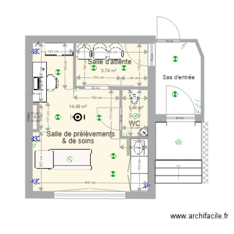 Focus Disposition intérieure Centre de prélèvements et de soins Stéphanie Georges. Plan de 0 pièce et 0 m2