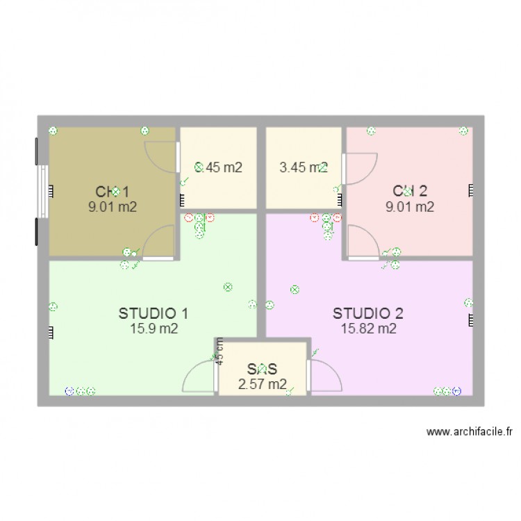 STUDIOS FINIS ELECTRICITE. Plan de 0 pièce et 0 m2