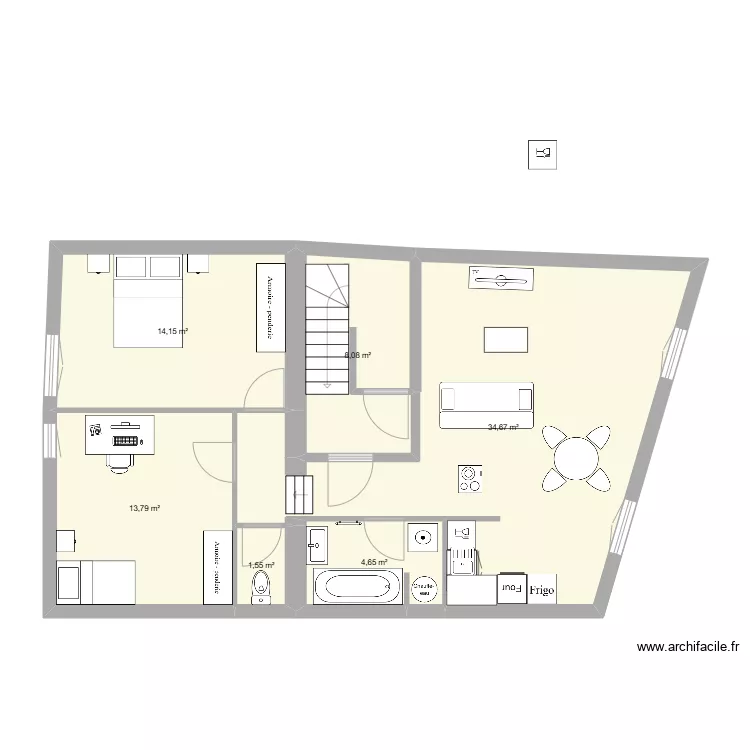 PLAN RL 1er &eacute;tage apres travaux. Plan de 