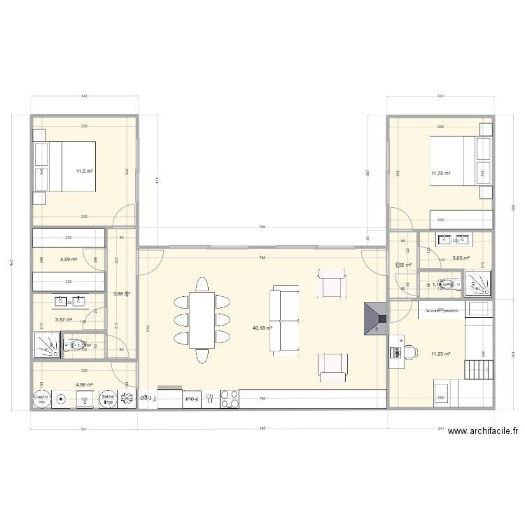 Next House. Plan de 12 pièces et 99 m2